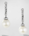 David Yurman Women's Pearl And Pavé Solari Drop Earrings In Sterling Silver With Diamonds In Silver Pave