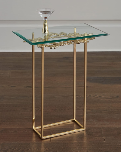 John-richard Collection Organic Form Brass And Glass Martini Table In Gold