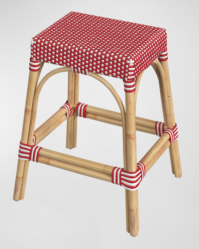 Butler Specialty Co Emery Rattan Counter Stool, 24.5" In Red, White