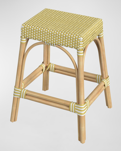 Butler Specialty Co Emery Rattan Counter Stool, 24.5" In Yellow, White