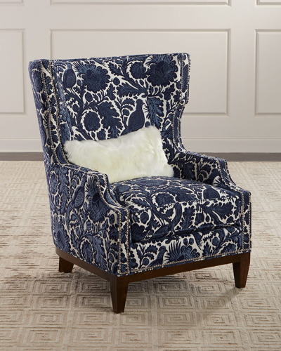 Massoud Harrington Wing Chair In Navy