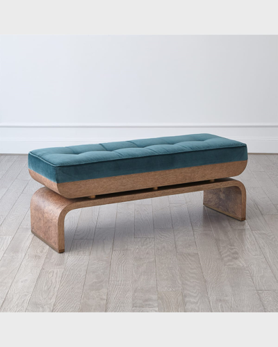 Global Views Ives Dragonfly Bench - 54" In Blue