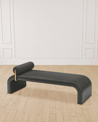 Global Views Cade Leather Daybed In Graphite