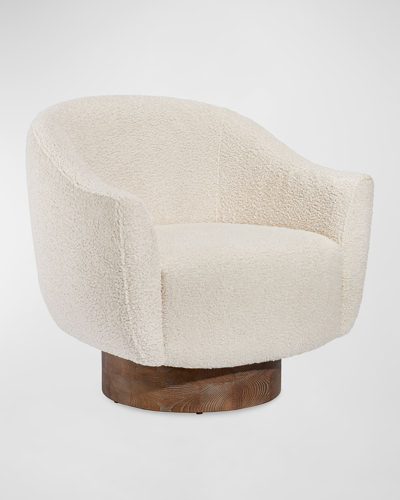 Interlude Home Simone Swivel Chair In Ivory