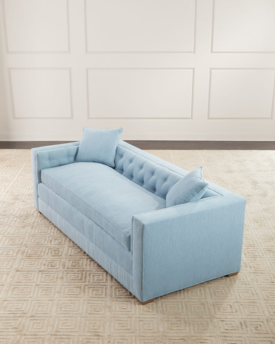 Old Hickory Tannery Robin Button Tufted Sofa, 88" In Sky Blue