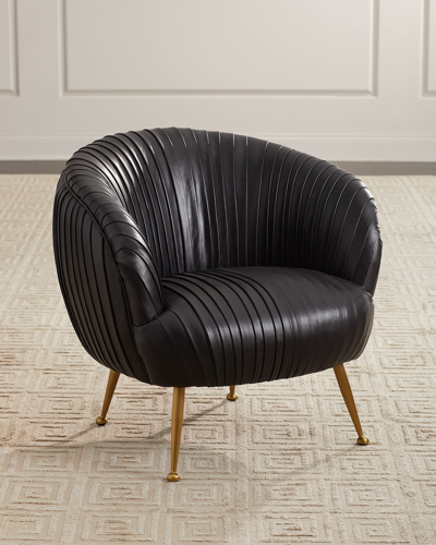Regina Andrew Beretta Leather Chair In Modern Black