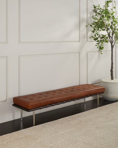 Regina Andrew Tufted Leather Gallery Bench In Cigar