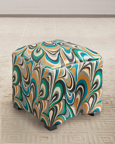 John-richard Collection Curved Ottoman In Green, Gold