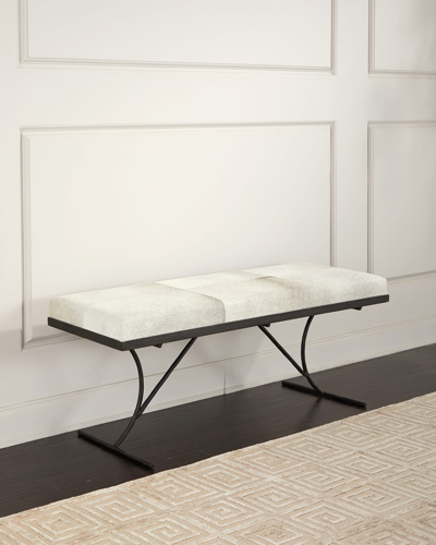 Jamie Young Kai Hairhide Bench - 50" In Grey Hide