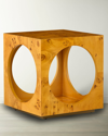 Jonathan Adler Bond Cube Accent Table In Burled Mappa