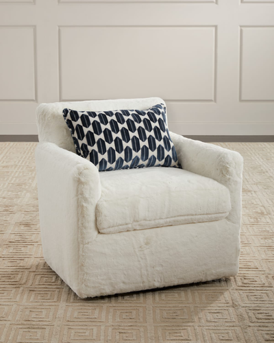 Massoud Andantino Faux Fur Swivel Chair In White