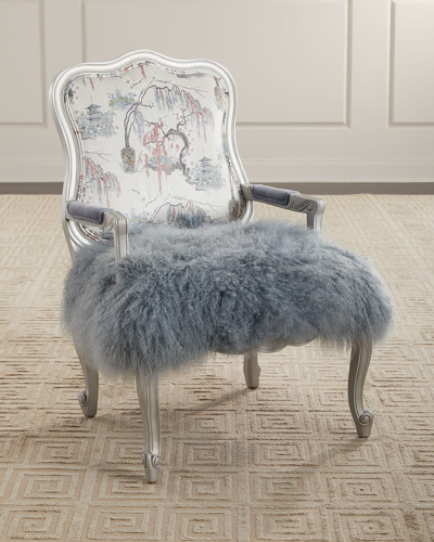 Massoud Cinzia Bergere Chair In Gray, Blue