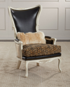 Massoud Presto Leather Wing Chair In Gold, Black