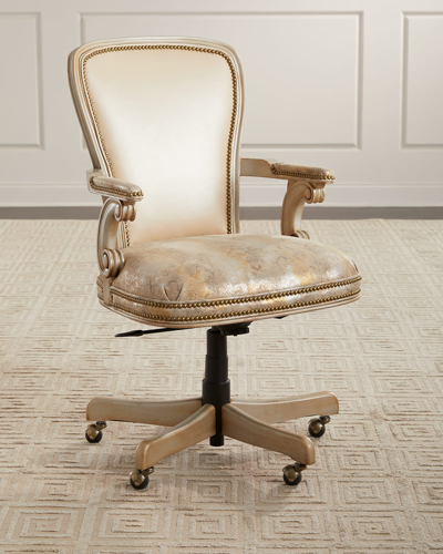 Massoud Tallula Office Chair In Ivory, Gold