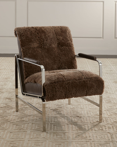 Massoud Trixie Shearling Accent Chair In Brown