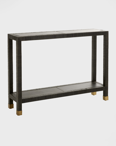 Arteriors Oswald Leather Console In Grey