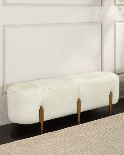 Arteriors Justin Hairhide Bench 62" In White