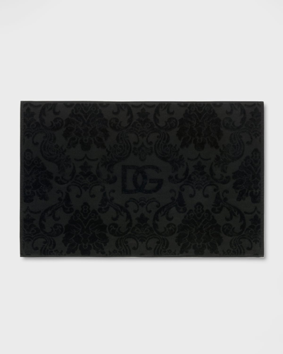 Dolce & Gabbana Casa Dg Logo Cotton Bath Mat In Black