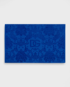 Dolce & Gabbana Casa Dg Logo Cotton Bath Mat In Blue