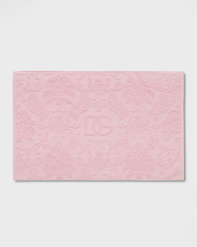 Dolce & Gabbana Casa Dg Logo Cotton Bath Mat In Pink