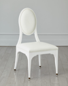 Global Views Harlow Leather Dining Side Chair In White