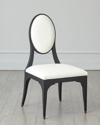 Global Views Harlow Leather Dining Side Chair In Black, White