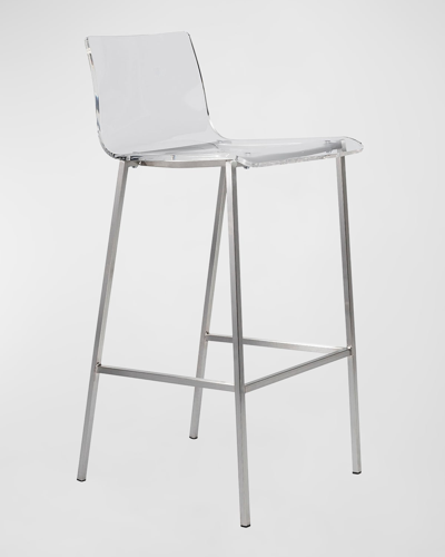 Euro Style Chloe Counter Stools In Clear Acrylic, Set Of 2 In Clear/aluminum