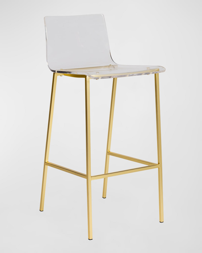 Euro Style Chloe Bar Stools In Clear Acrylic, Set Of 2 In Gold