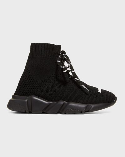Balenciaga Kids' Speed Lace-up Sneakers In 1013 Black