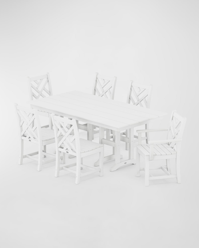 Polywood Chippendale 7-piece Farmhouse Dining Set In White