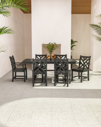 Polywood Chippendale 7-piece Farmhouse Dining Set In Black