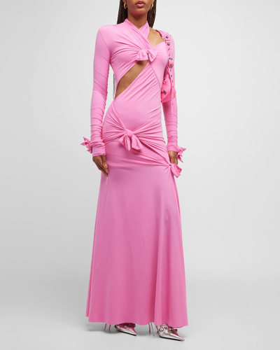 Balenciaga Knotted Cutout Gown In 5630 -pink
