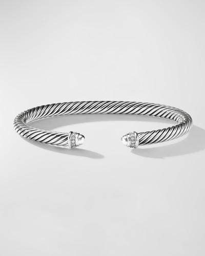 David Yurman Cable Bracelet With Diamonds In Silver, 5mm In Pave Diamonds