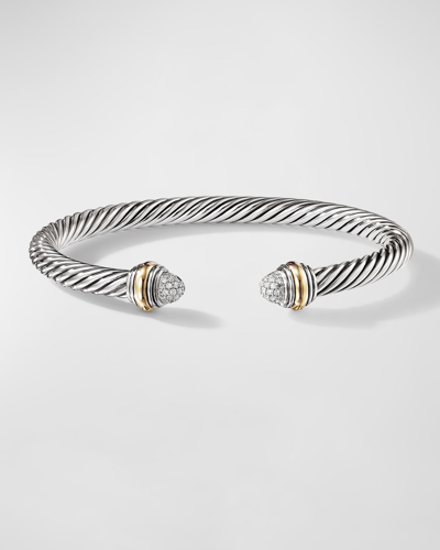 David Yurman Cable Bracelet With Diamonds And 14k Gold In Silver, 5mm