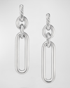 DAVID YURMAN LEXINGTON DOUBLE LINK DROP EARRINGS IN SILVER, 2"L