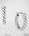 David Yurman Sterling Silver Sculpted Cable Huggie-hoop Earrings In Ss