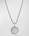 David Yurman Cable Collectibles Initial Pendant With Diamonds In Silver, 28mm