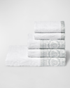 Versace Barocco 5-piece Towel Set In White/silver