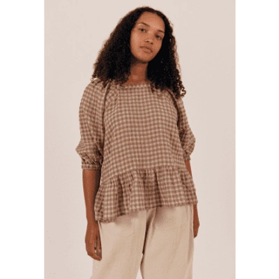 Sideline | Fara Top | Biscuit Check In Brown