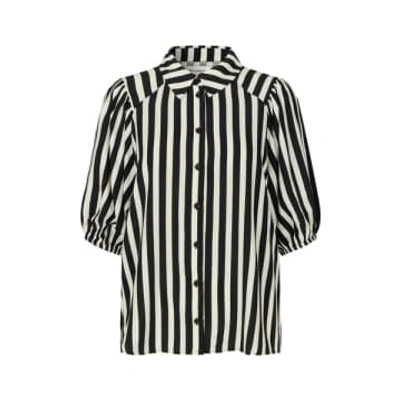 Anorak Lollys Laundry Prato Shirt Blouse Black White Stripe