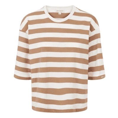 Esme Studios Burro Signe Boxy T-shirt Wide Stripes In Brown