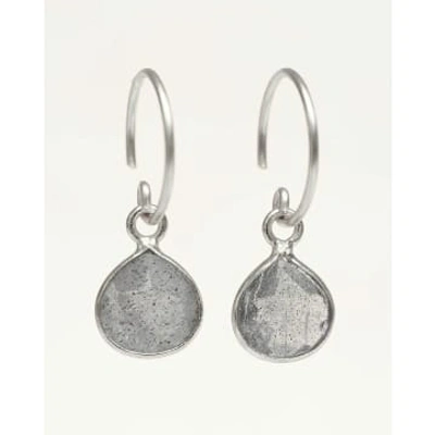 Muja Juma Earring Silver Drop Hanger With Labradorite In Metallic