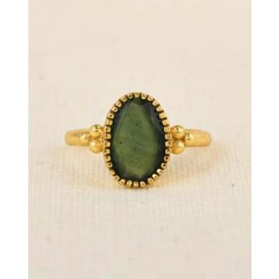 Muja Juma Ring Gilded Bora Nefriet Size 56 In Green