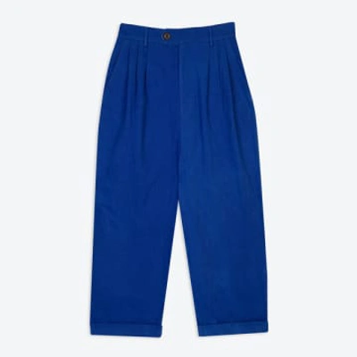 Lowie Drill Cobalt Pleat Front Trouser In Neutral