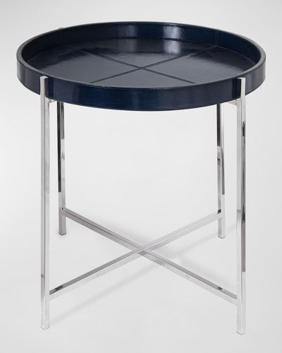 Regina Andrew Derby Leather Tray Table In Blue