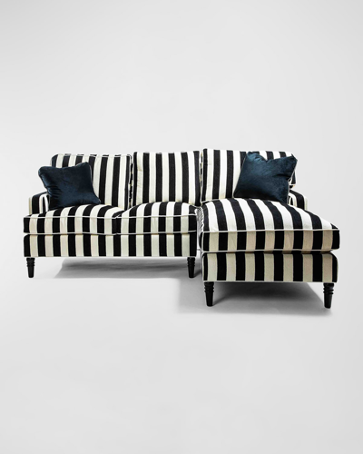 Mackenzie-childs Marquee Stripe 2-piece Right Arm Chaise Sectional In Black