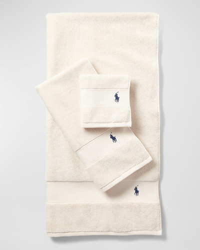 Ralph Lauren Polo Player Wash Towel In White Sands
