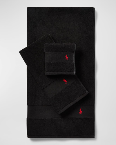 Ralph Lauren Polo Player Wash Towel In Black