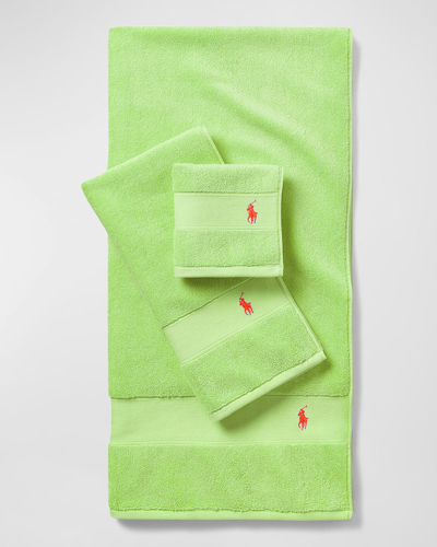 Ralph Lauren Polo Player Wash Towel In Kiwi Lime