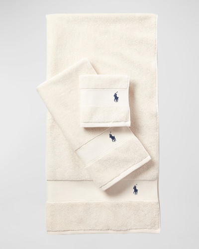 Ralph Lauren Polo Player Hand Towel In White Sands